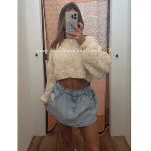 FREE PEOPLE We The Free Demi Denim Skort in Wash Aura Blue Size US 27 NWT